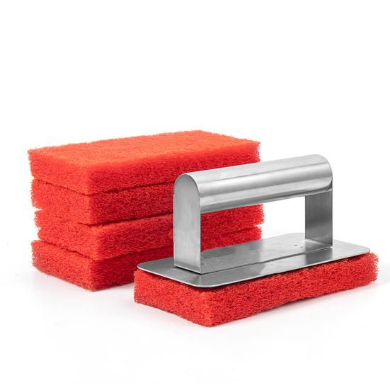 11-teiliges Grillplatten-Reinigungsset, professionelles Grillreinigungswerkzeugset mit 2 Griffen, 1 Schaber, 3 Steinen und 5 Bürsten, hitzebeständige Tiefenreinigung