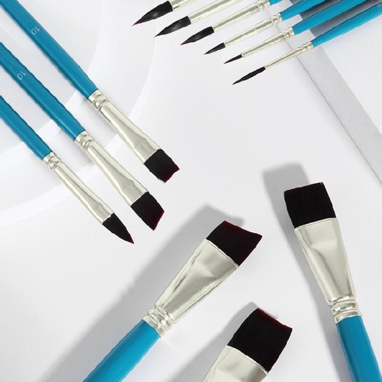 12Pcs ChildrenPaint Brushes for Watercolor Acrylics Oil Rock Painting Nylon Bristle Paint Brush for Rock Canvas Painting