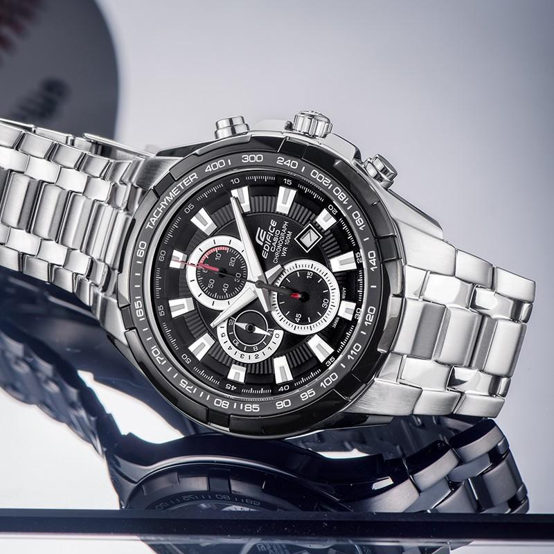 Casio EDIFICE Series Classic Racing Chronograph Sports Waterproof Quartz Movement Stainless Steel Strap Japanese and Korean Watch Men's EF-539D-1A