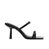 Fashion Stiletto Flip-Flops Summer New Square Toe Open Toe Crystal Metal Buckle Anti-Slip Wear-Resistant High Heels