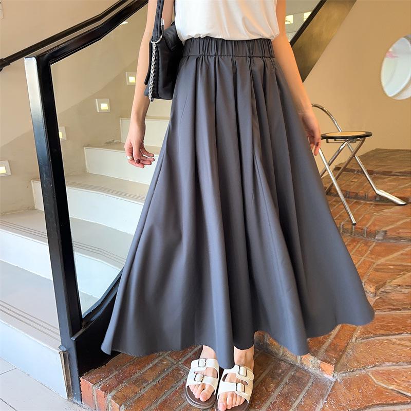 

Женская юбка миди большого размера: 2025 Модальное платье А-силуэта с высокой талией и драпированным подолом Extra Extra Large