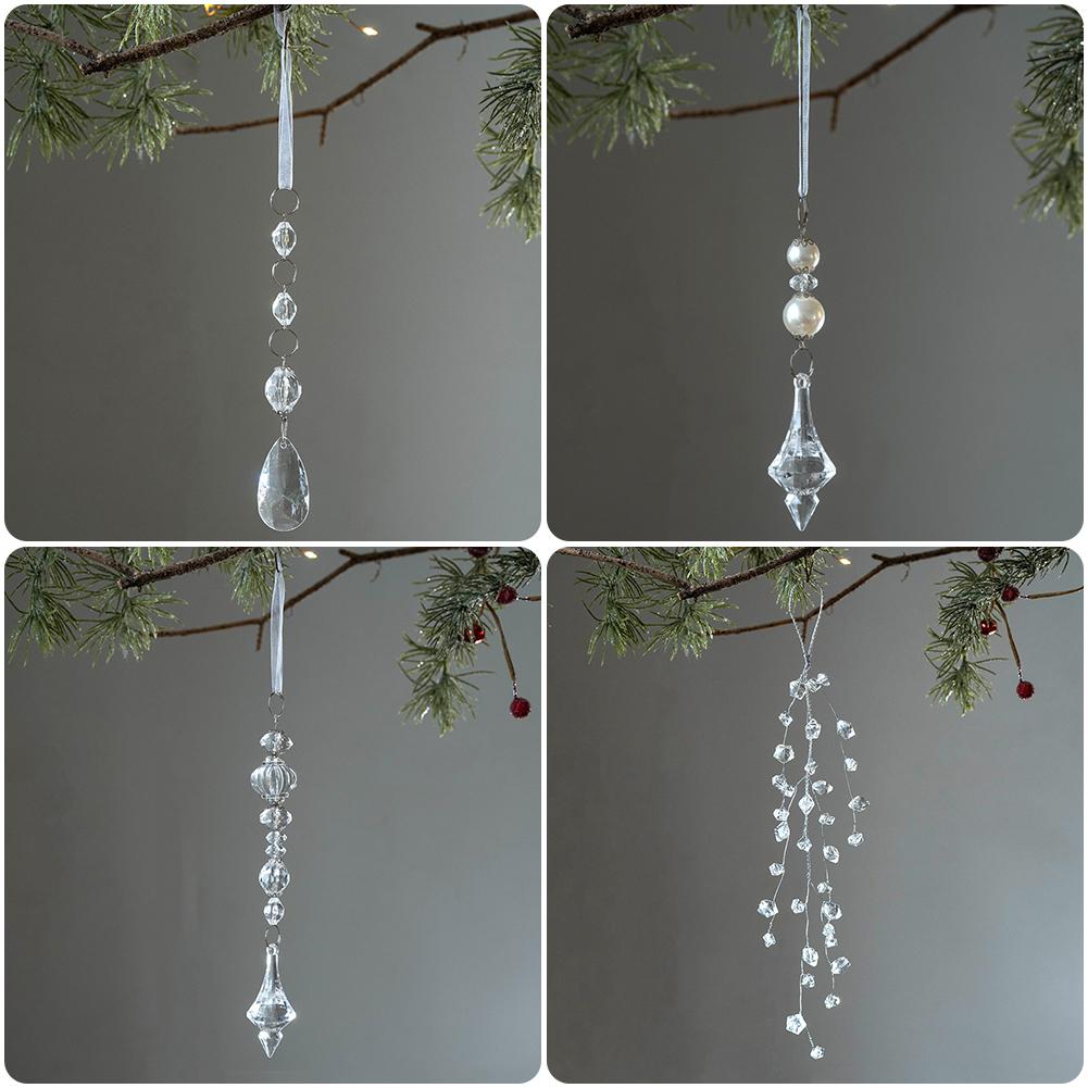 Christmas Tree Decoration Snowflake Water Drop Ornaments Pendant Transparent Acrylic Snowflake Ornament Pendant for Christmas