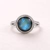 Blue Labradorite Round Statement Ring, 925 Sterling Silver Jewelry, Minimalist Handmade Bohemian Ring