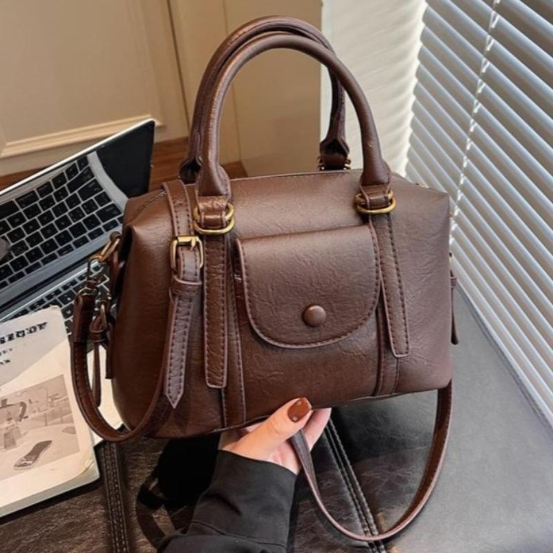 Fashionable Ladies Handbag Small Boston Bag Premium Retro Simple Shoulder Bag PU Material Crossbody Bag Suitable for Daily Commuting Shopping Travel