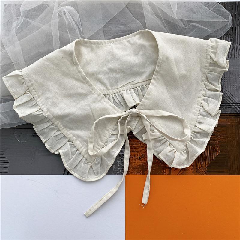 Women Solid Shirts Blouse Sweaters Detachable Collars Shawls Hollow Neckerchief Decoration Fake Collar Tie Scarf Accessories