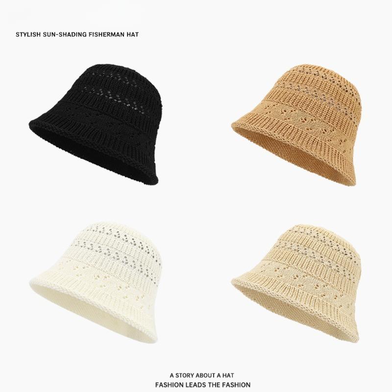 Spring and Summer Knitted Women's Countryside Vacation Travel Fisherman Hat Bucket Hat BeachBreathable  Panama Caps Wholesale