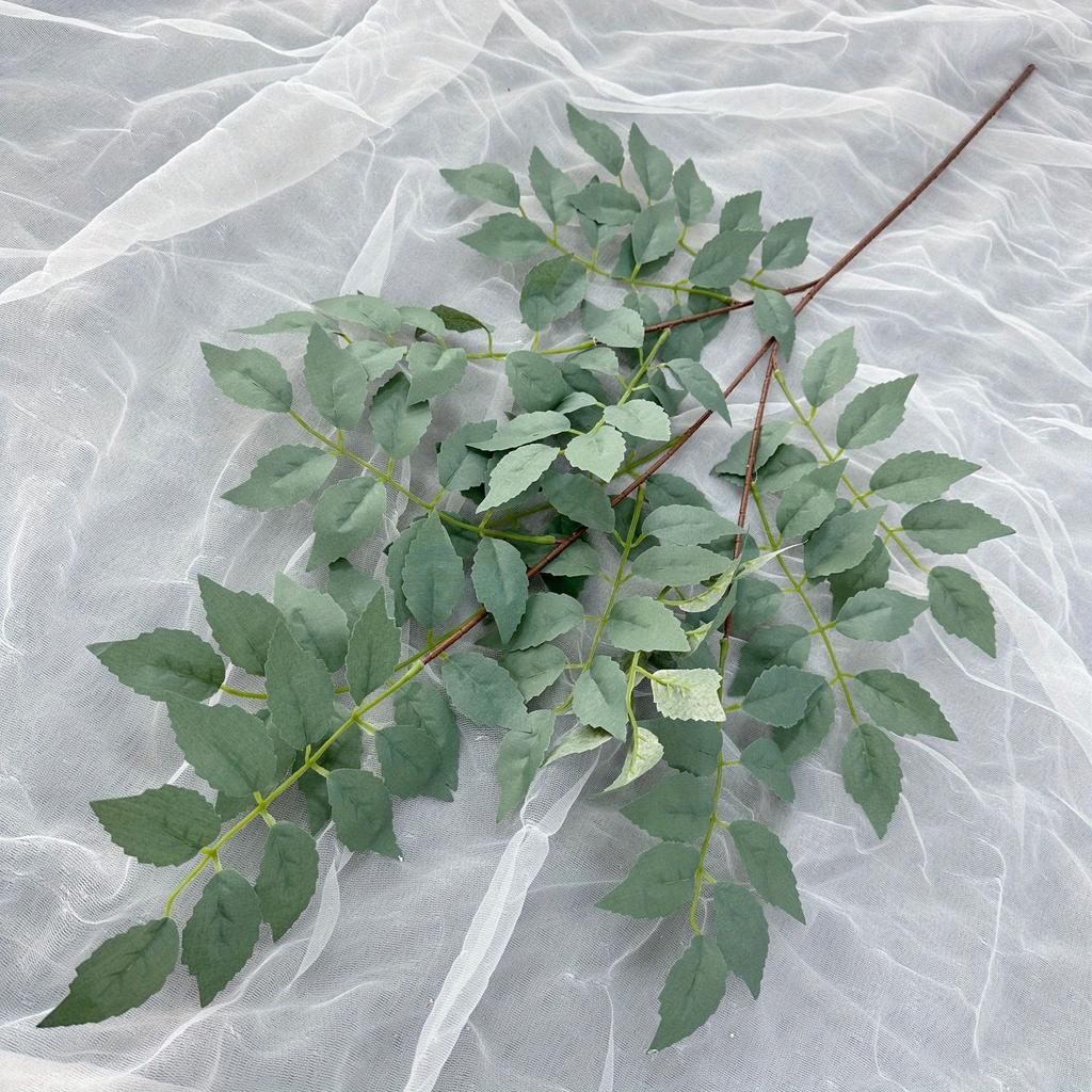 1Pc Simulation Autumn 5-pronged Banyan Tree Leaves, Suitable for Outdoor Courtyard Garden Home Dining Table Living Room Decoration