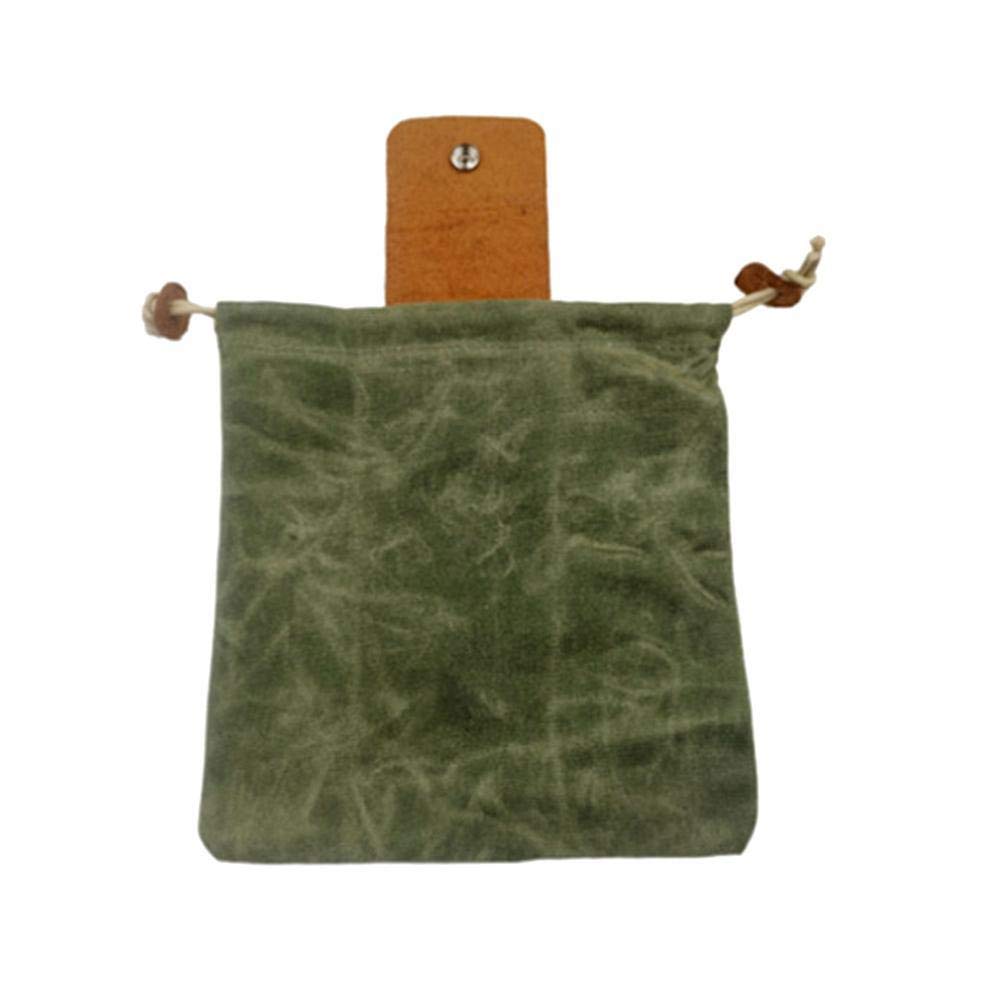 J-ouuo Leinwand-Sammelbeutel, Outdoor-Sammelbeutel, Leder & Leinwand, Bushcraft (Grün)