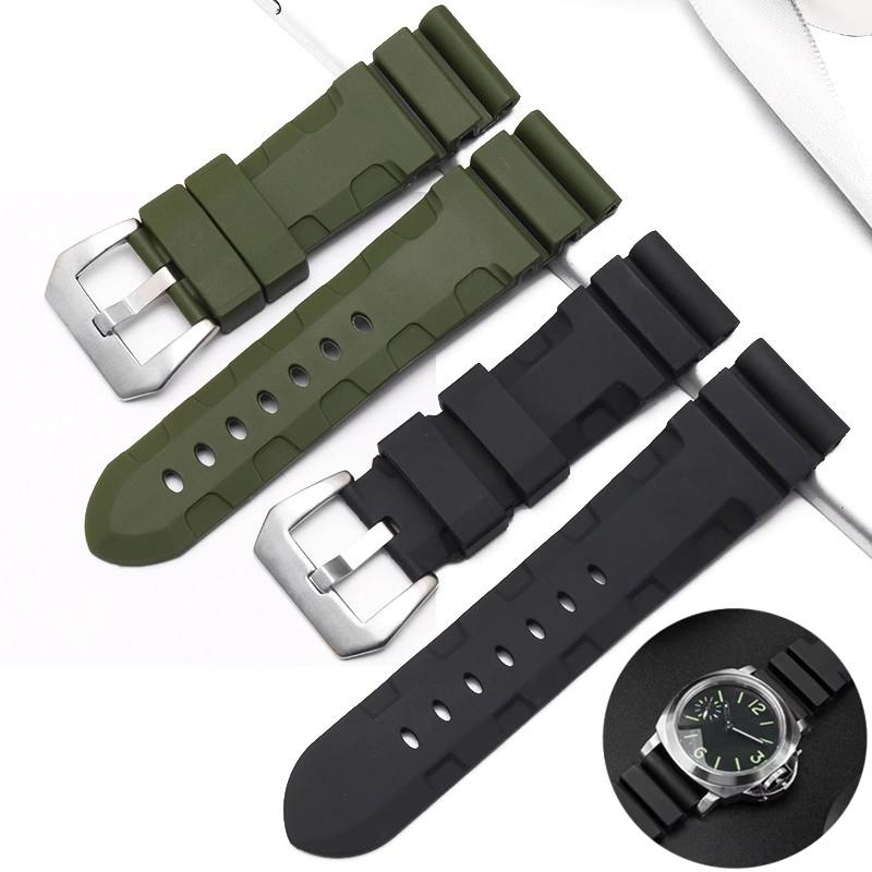 Soft Silicone Rubber Watch Band For Panerai SUBMERSIBLE PAM 441 359 Series 22mm 24mm Men's Watch Strap Orange Watch Accessories
