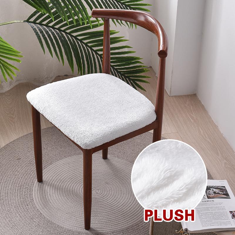 Plush Chair Seat Covers with Elastic Ties Removable Washable Anti-Dust Dinning Room Chair Protector Chair Seat Cushion Slipcover