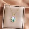 Elegant Oil Painting Bivalve Charm Necklace 10 Multicolored Artistic Designs Thin Metal Mixture Fashion Addition