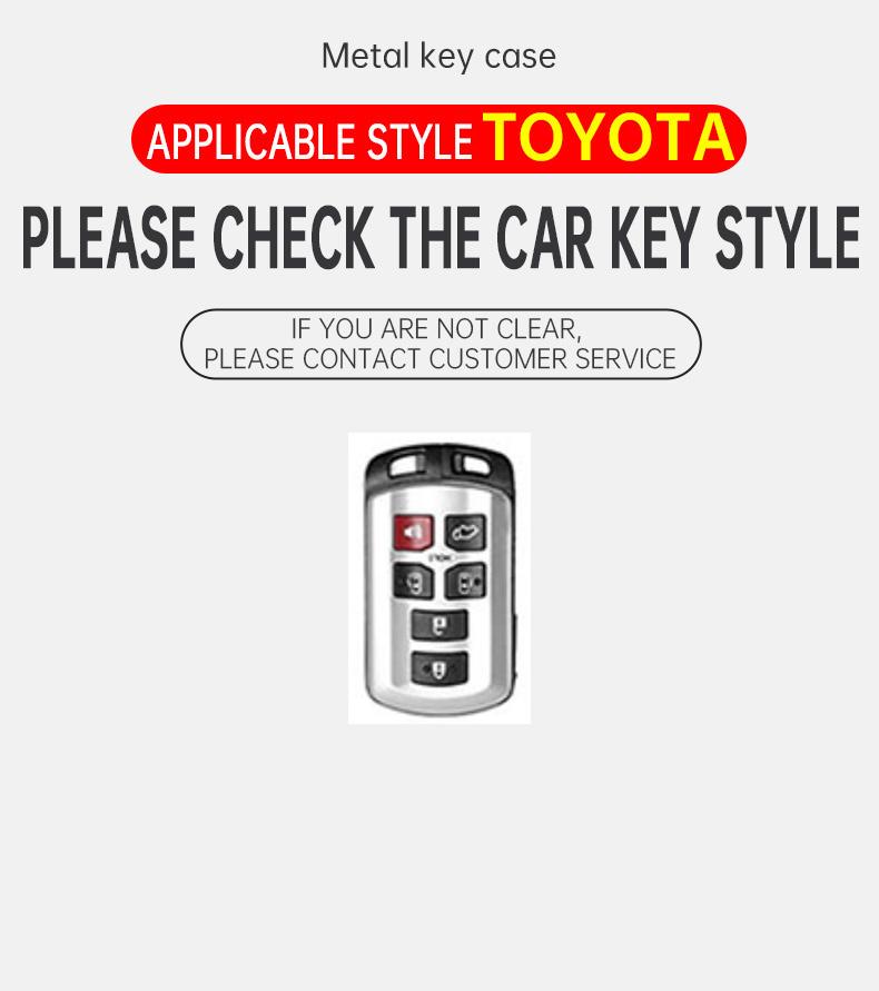 6 Button Car Key Case Cover Shell Holder For Toyota Sienna Se Tacom  -  Zinc Alloy Leather Protector Keychain Accessory