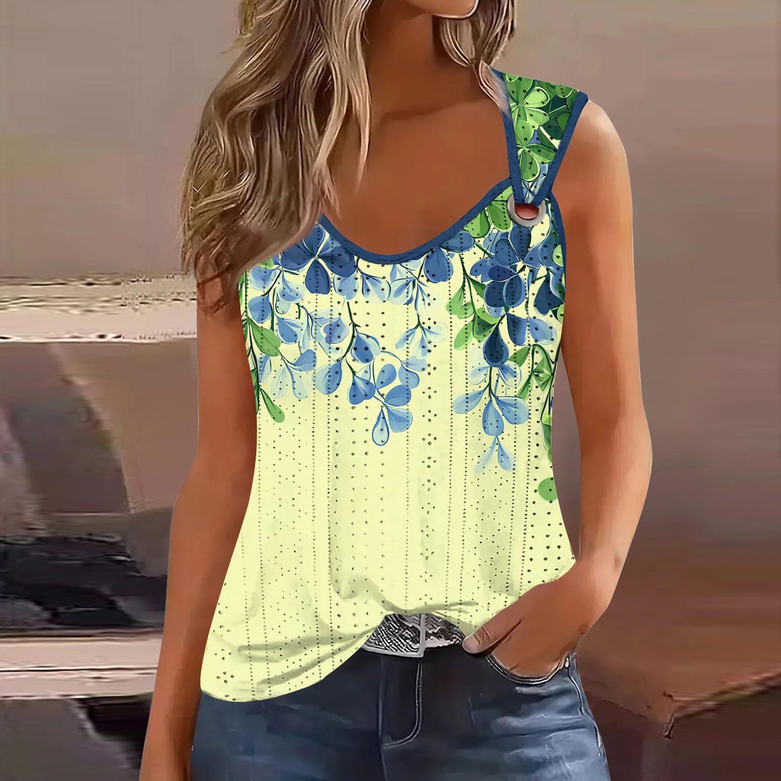 

Жіноча безрукавка для дівчат. Повсякденна безрукавка Топи для жінок Мила в’язана безрукавка з градієнтним квітковим принтом. Вільні топи без рукавів. XL жовтий