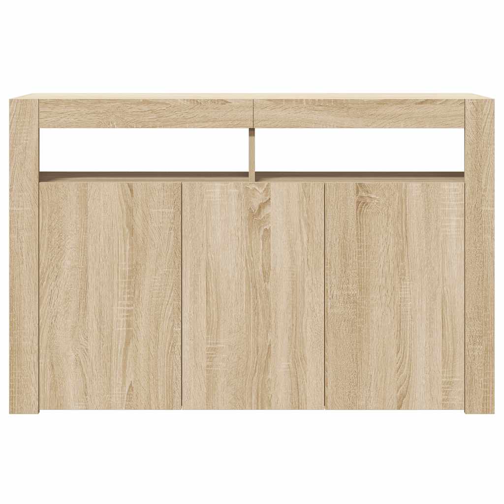 Sideboard with LED Lights Sonoma Oak 115.5 x 30 x 75 cm