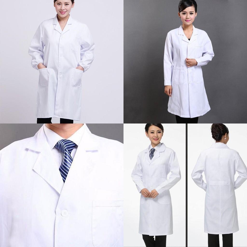 Unisex Doctor Nurse Workwear Long Sleeve Short Sleeve Lab Coat White Winter Summer