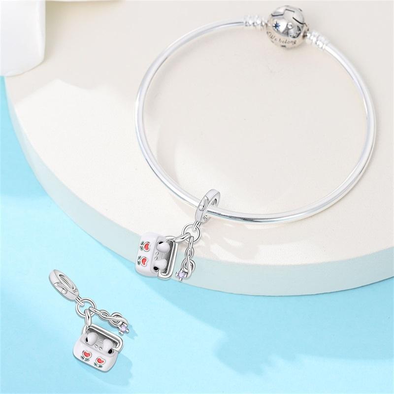 New Copper Charms Beads Pendant Heartbeat Headphones Beads Fit Original Bracelet Charms For Women Jewelry Gifts