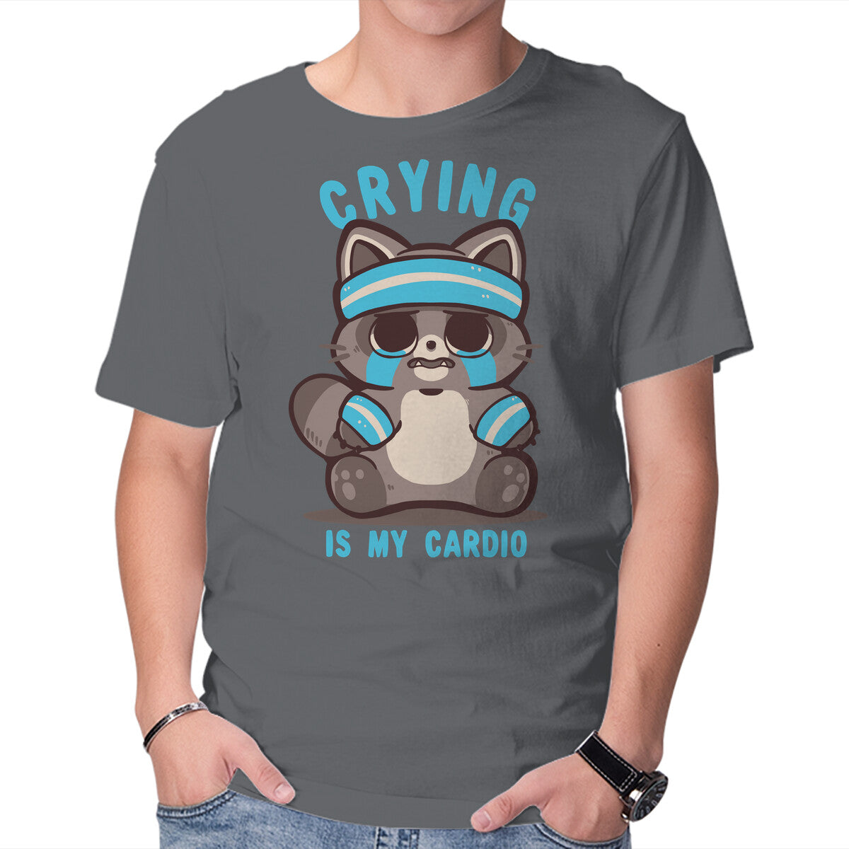 Unisex Crew Neck T-Shirt Crying Is My Cardio Graphic Short Sleeve Casual Tee XXXXL