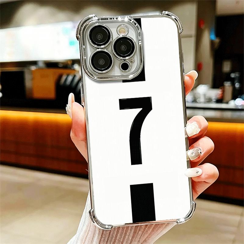 

FootBall Number 7 10 19 Plating Phone Case For Iphone 16 17 Pro Max Air 16E 14 15 Plus 12 13 Mini Anti-Fall Airabag Cover iPhone 12 Pro Max