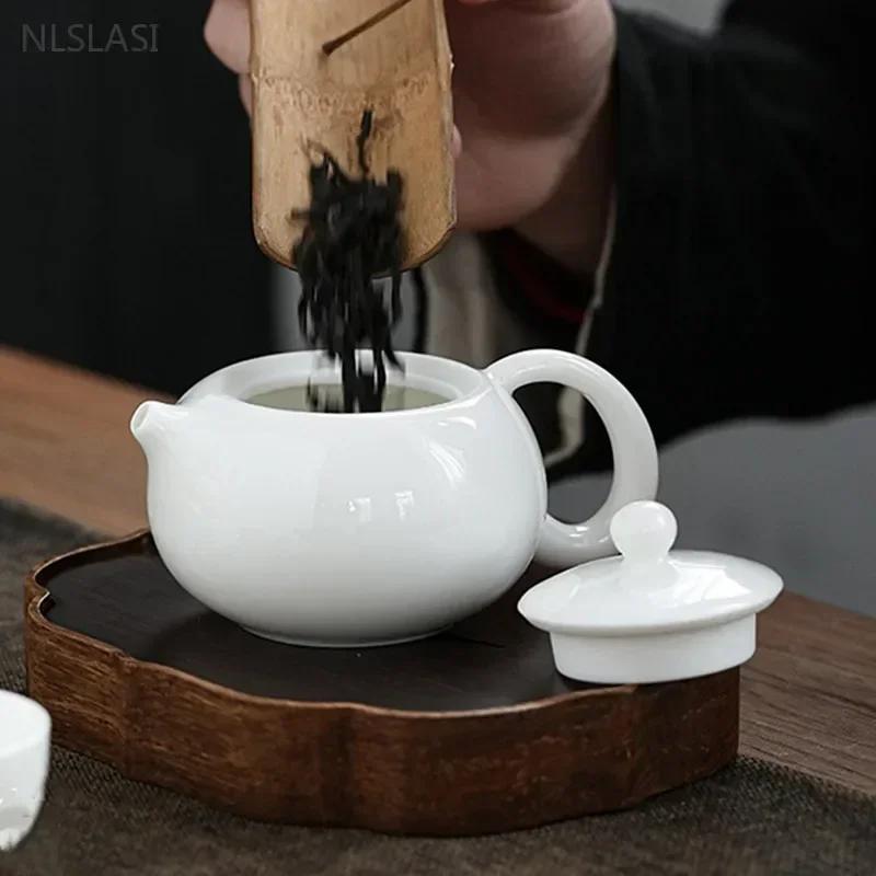 Service à thé en céramique Dehua 210 ml Fait main Théière Xishi avec filtre Personnalisé Portable Service à thé d'extérieur Porcelaine blanche chinoise Théière de beauté