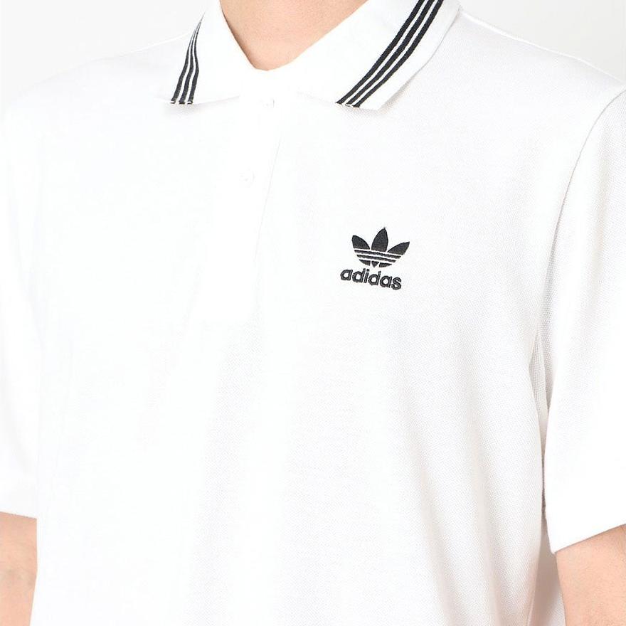 Adidas Originals Pique Polo Breathable Comfortable Embroidered Short Sleeve Polo Shirt Men Polo Shirts White FM9954