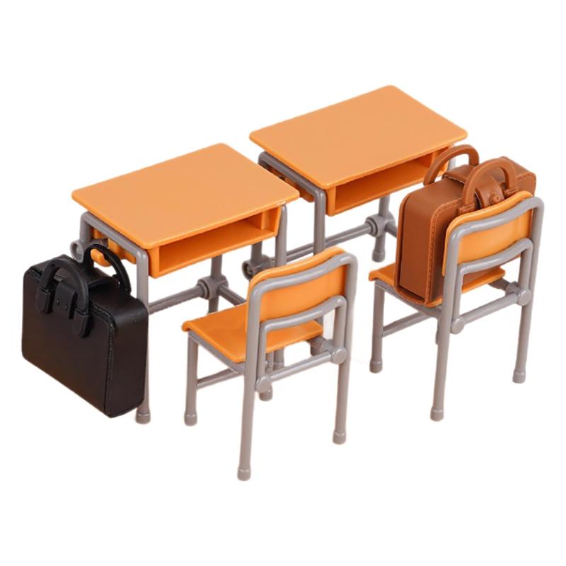 

1 комплект Миниатюрные парты стулья школьные ранцы Модель 1:12 Игрушка для кукольного домика