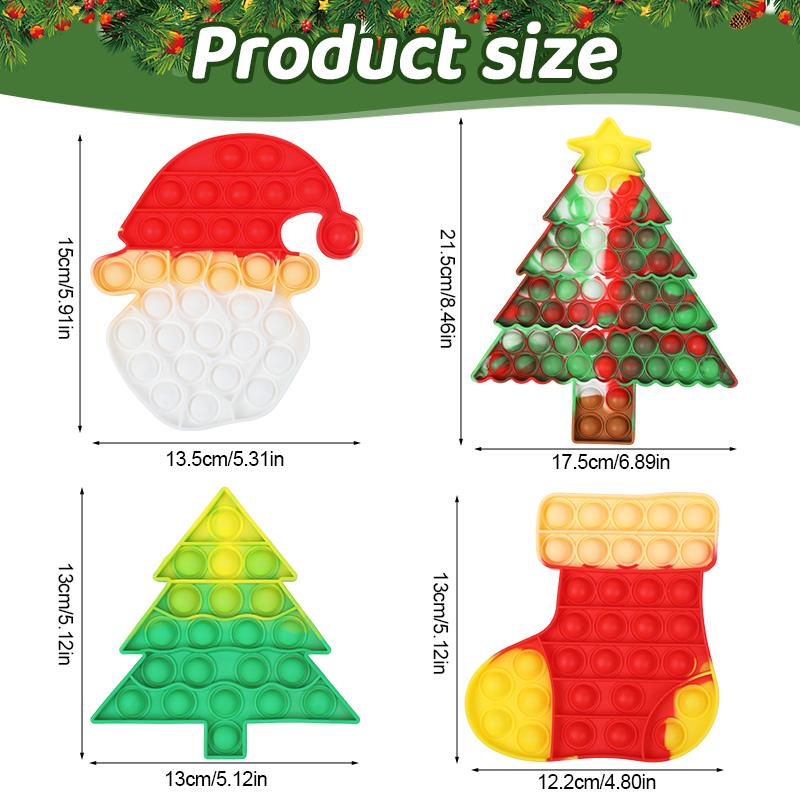 Christmas Pop Fidget Reliver Stress Toys Christmas Decoration Xmas Tree Santa Claus Bubble Sensory Toy Kids New Year Party Gift