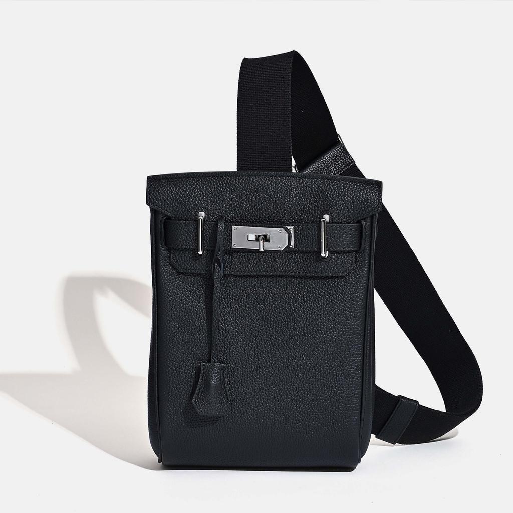 Nowa torba na pierś pierwsza warstwa skóra bydlęca wzór liczi unisex moda codzienna prosta torba na ramię listonoszka