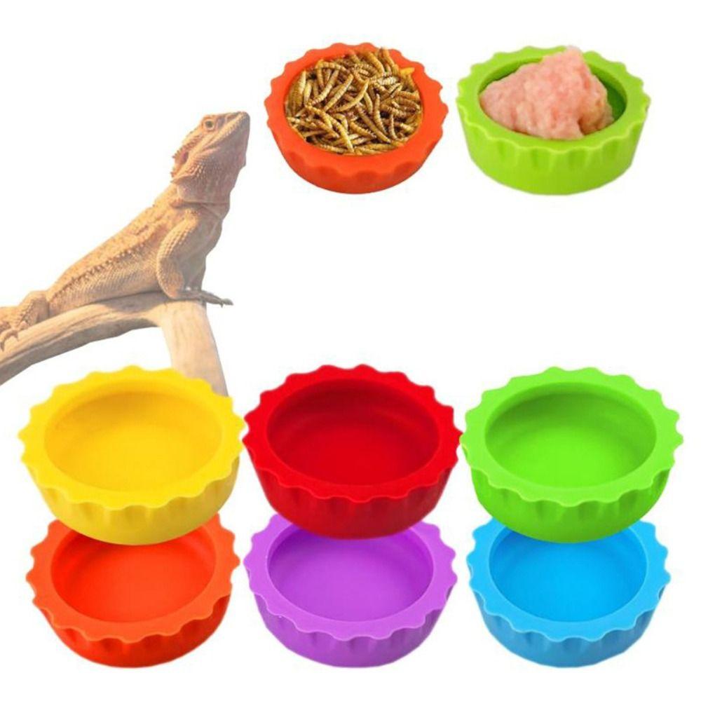 6pcs Silicone Feeding Dish Reusable Gecko Feeding Cups BPA Free Small Reptile Bowl  Pet Supplies