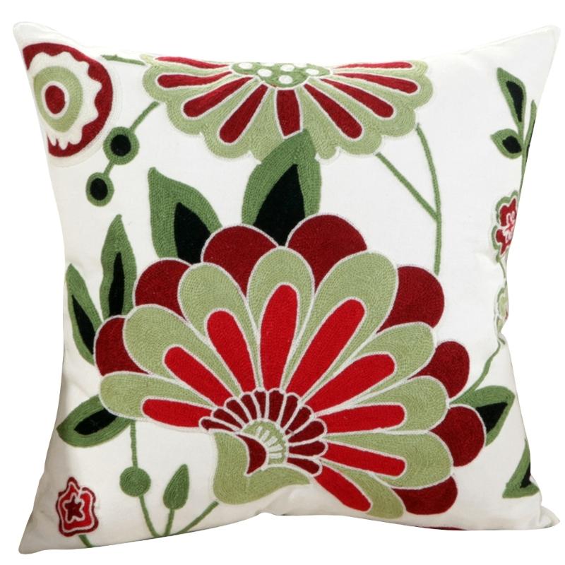 Embroidery Pillow Cover 45x45cm Farmhouse Cushion Cases for Couch Sofa Bed Decorations Embroidered Throw Pillows Cases