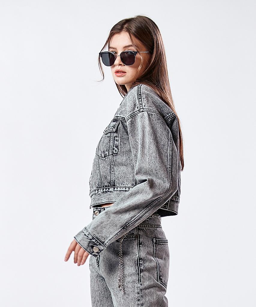 Philogram Black Snow Crop Denim Jacket