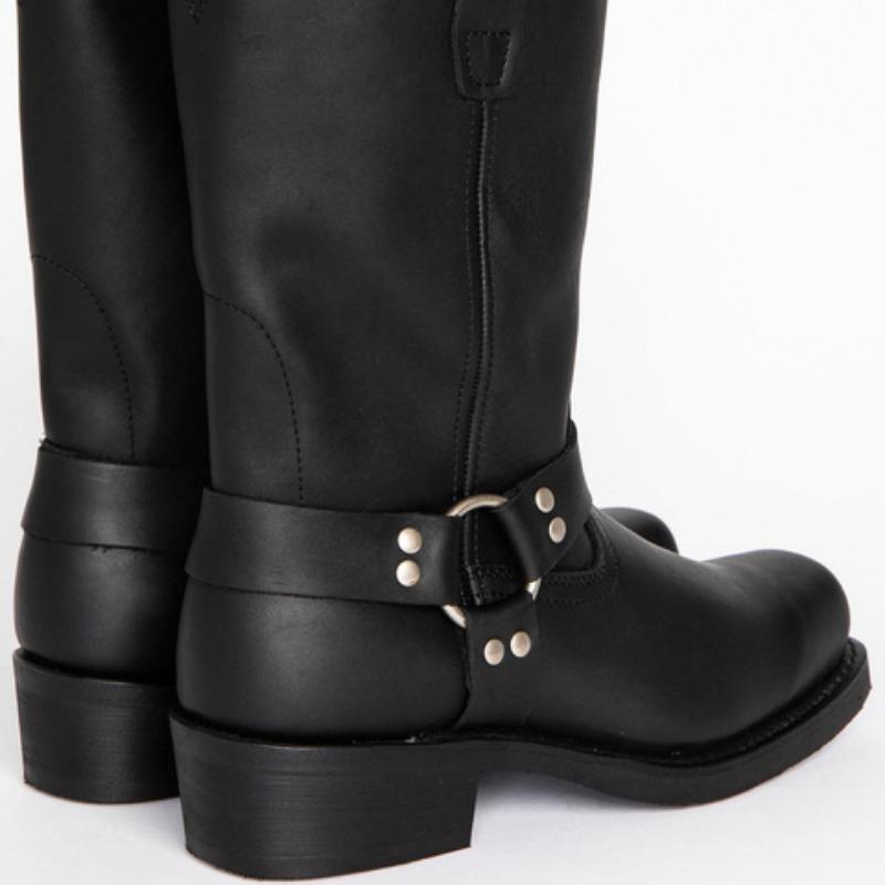Pánské retro kovbojské kožené kozačky britského stylu kozačky s přezkou do půli lýtek Rytířské kozačky se čtvercovou špičkou Kotníkové kozačky na podpatek Venkovní jezdecké boty