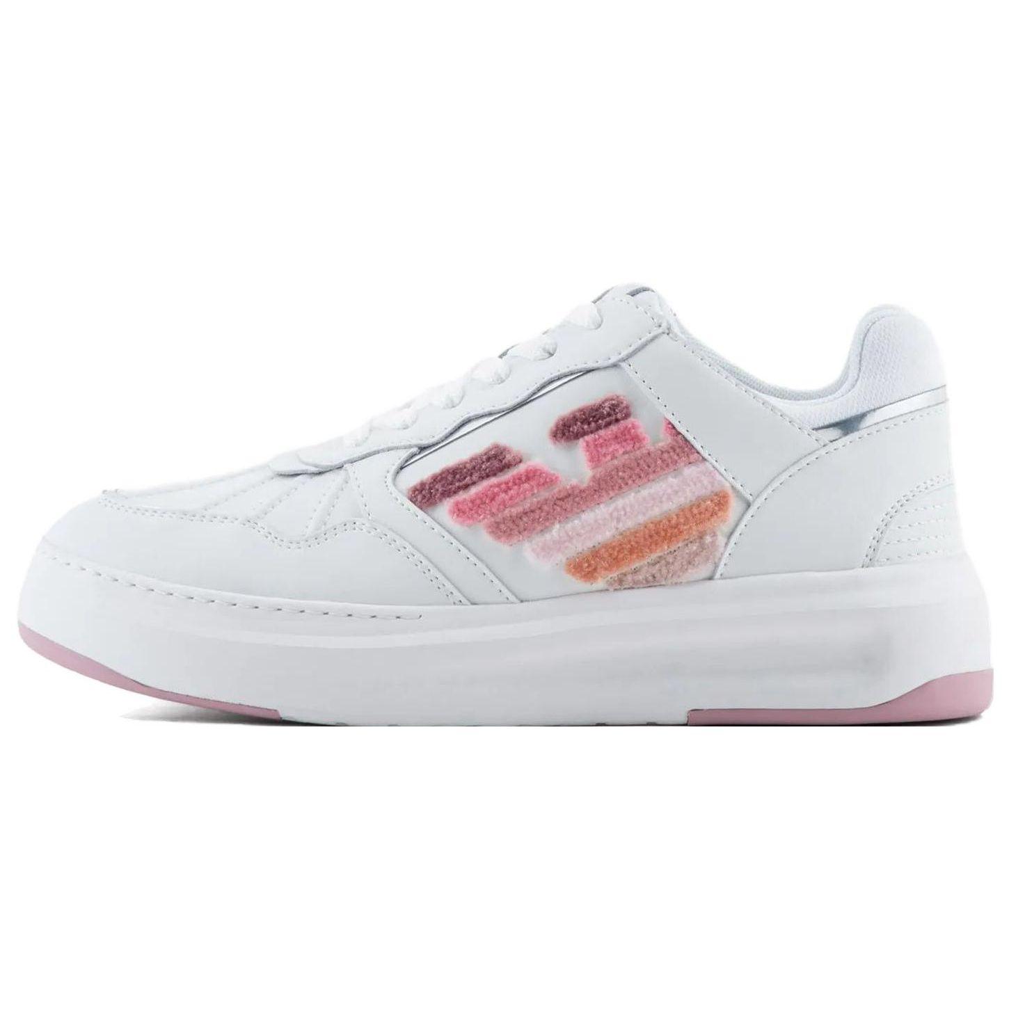Emporio Armani Leather Round Toe Lace-Up Low-Top Sneakers Women sneakers White X3X165XN7031T471 38