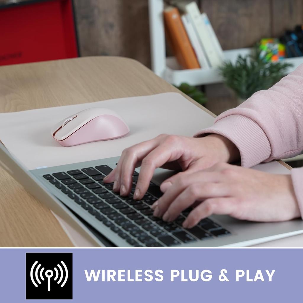 Perixx PERIMICE-621P Wireless Mouse, Silent Click, Wireless (2.4G, Pink)