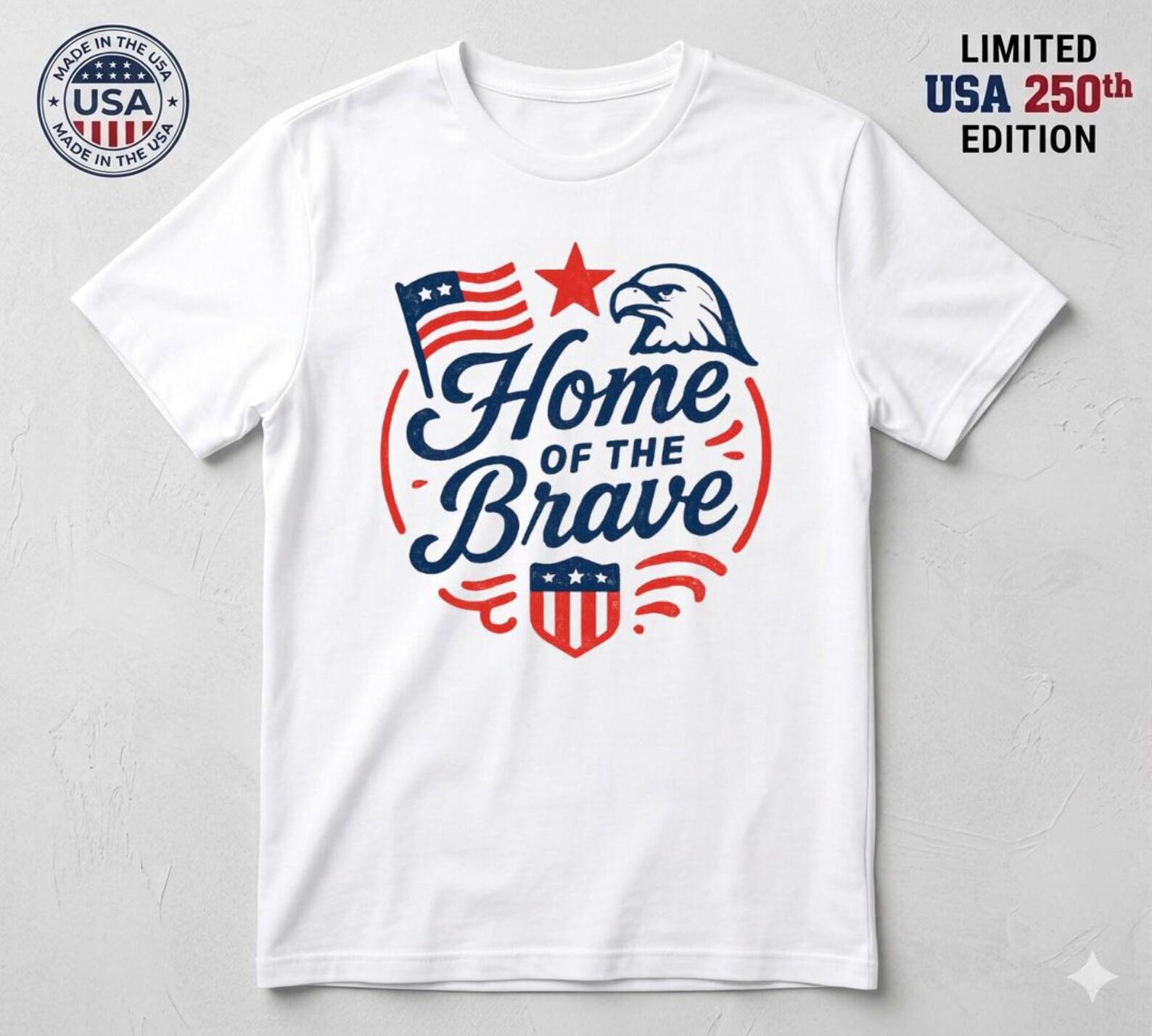 Home of the Brave T-Shirt, USA 250th Anniversary Eagle Tee, Patriotic Apparel 3XL