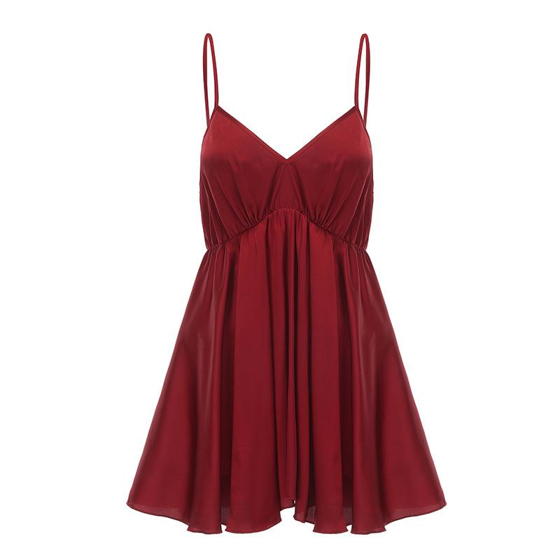 Women's Silky Satin Low Cut Comfy Sleep Dress with Robe Lounge Set
