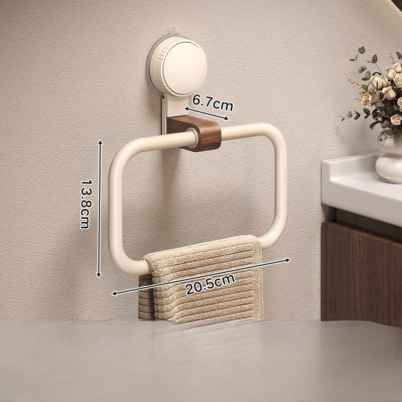 Suction Cup Walnut Towel Rack Medieval Style Punch-free Wall-mounted Bathroom Towel Ring Bathroom Towel Hanging Rack