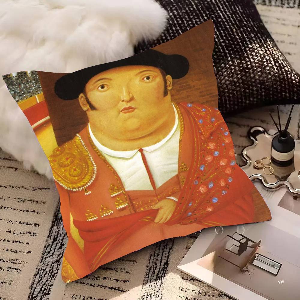 Fernando Mona Lisa Fat Character Art Pillow Case Fashion Square Pillowcase Bedroom Sofa Room Ins Decoration Leisure