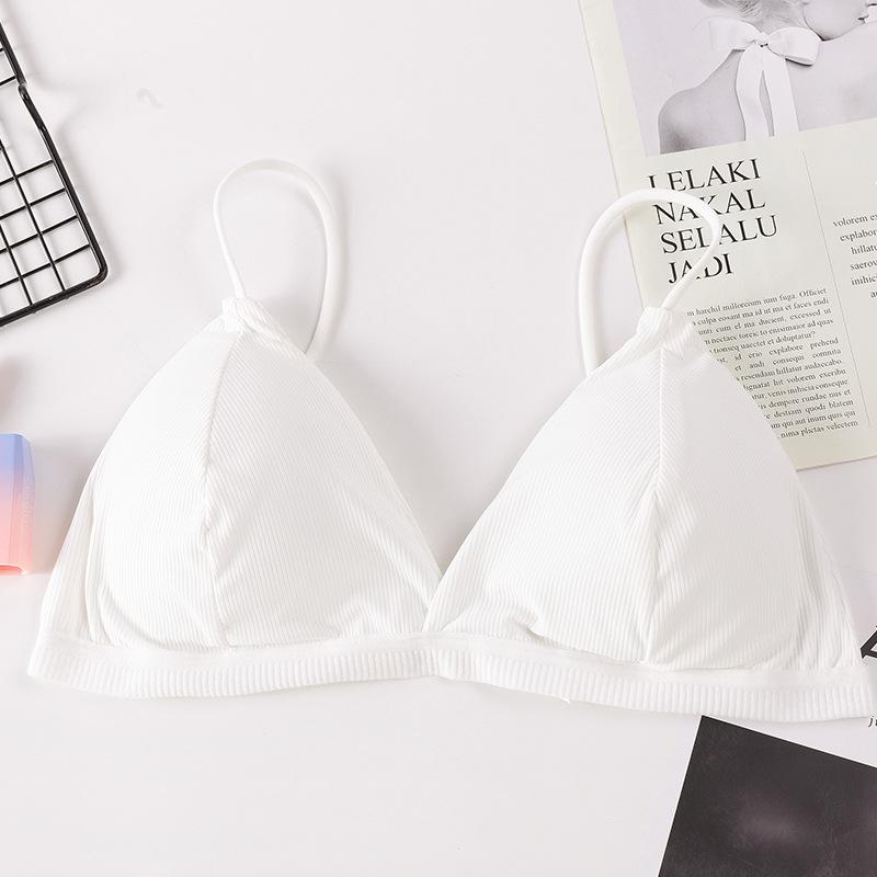 

Women s Ice Silk Triangle Cup Bra with Back Threaded Design, Thin Straps, Strapless Style, Single Row Button One Size белый