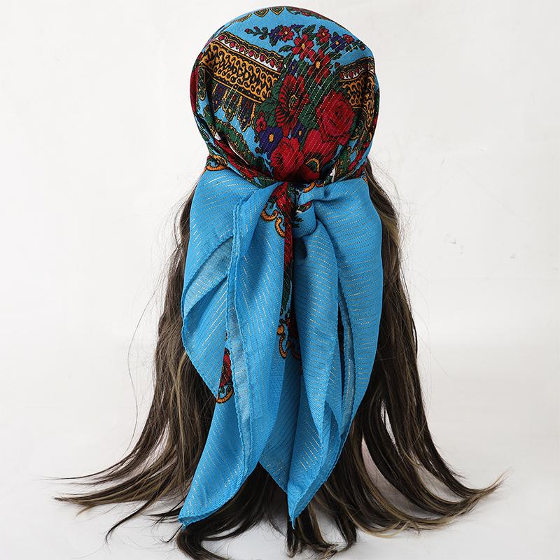 70X70CM High-Quality Square Fashion Scarf Women Floral Cotton Bandanas Lady Scarves HIjab Headband Accessories Handkerchief Hair