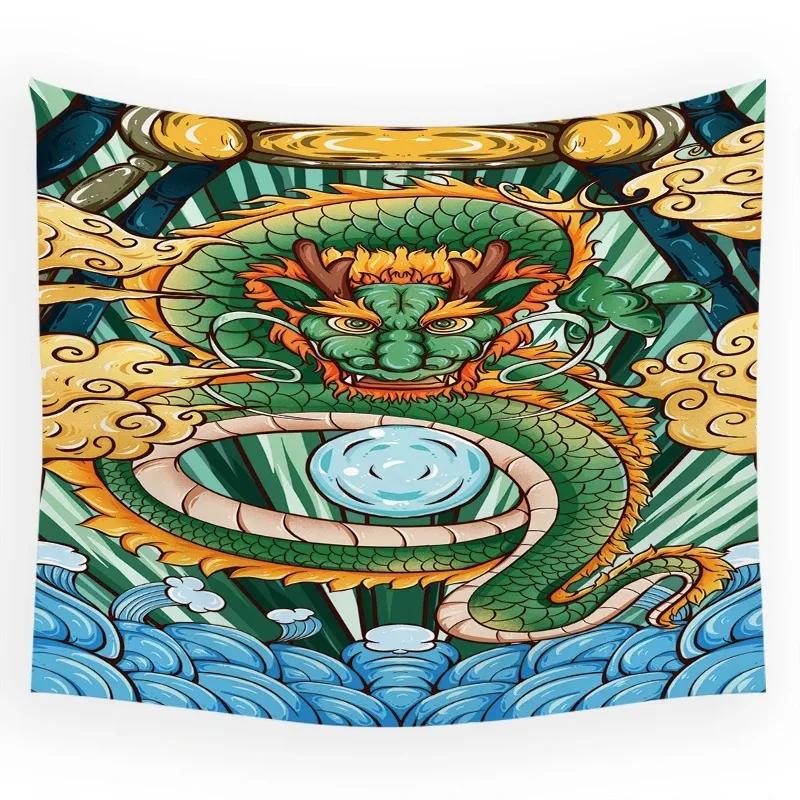 Çin Tarzı Uçan Ejderha Asılı Kumaş Ofis Oturma Odası Duvar Halısı Ev Duvar Dekorasyonu Duvar Halısı