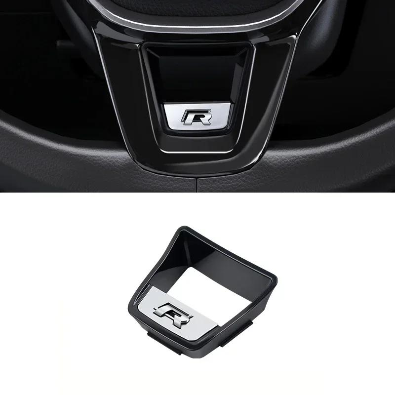 

New Senior R Rline Logo Car Steering Wheel Trim ABS Plating Stickers Accessories For Volkswagen GTI Polo Golf Scirocco Jett