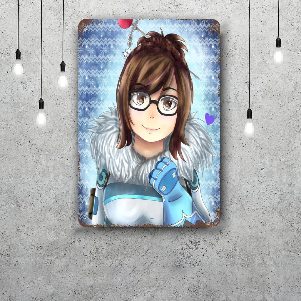 Mei Overwatch Vintage Metal Tin Signs Posters Decor Retro Metal Plaque Wall Art Decor for Garage Bar