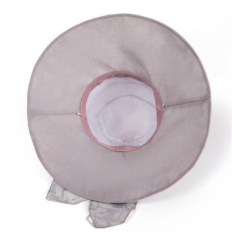 Bow Big Eaves Bucket Hat Women's Summer Sunscreen Hat Breathable Elegant Beach Sun Hat