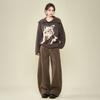 Brown Puppy Plush Lapel Long-sleeved Knitted Sweater Jacket Autumn and Winter Base with Thickened Thermal Top Women