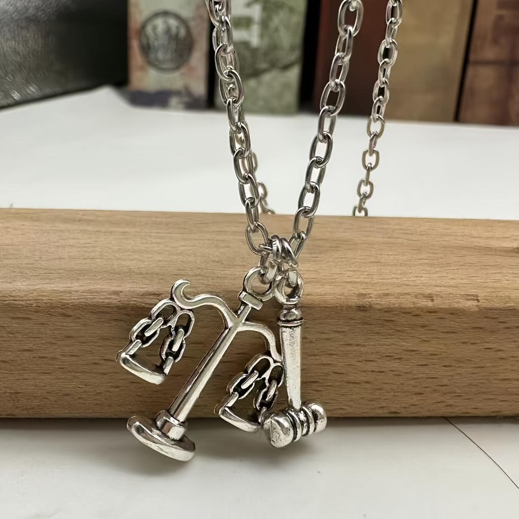 Law Graduate Scales of Justice Gavel Necklace