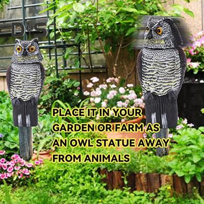 Owl Decoy with Rotating Head Natural Enemy Bird Deterrent Owl Figurine Garden Protector Scarecrow Owl for Gardens Terraces Balconies