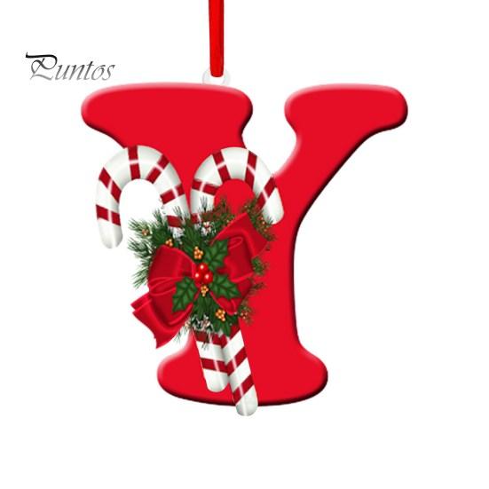 Raudonos spalvos 26 raidžių kabantys papuošalai su virvele ir kalėdiniais gėlių pakabukais Kalėdų eglutės papuošimas Šventinis vakarėlis Naujieji Metai Kalėdos