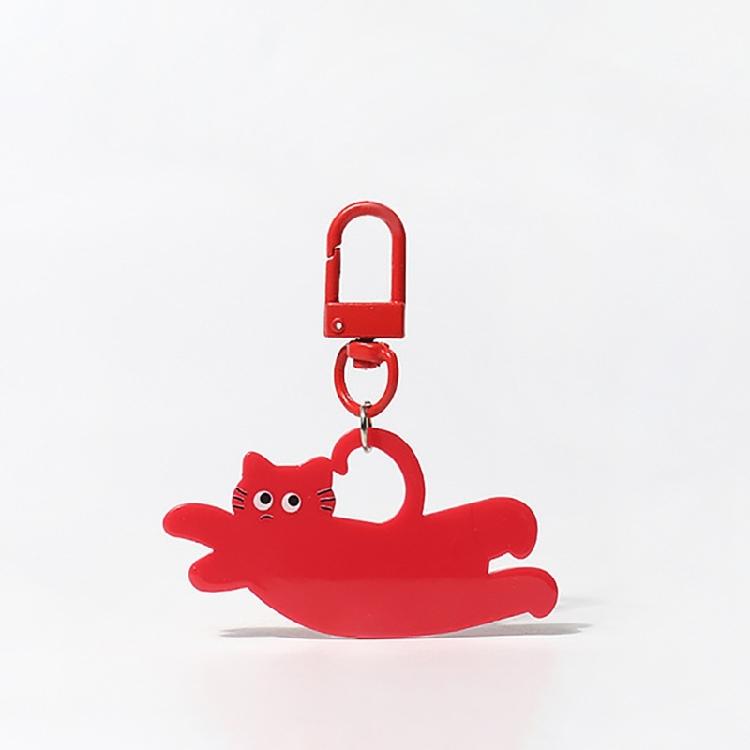 Cartoon Cat Pendant Lovely Animal Shaped Keychain Plastic Keyring Bag Ornament