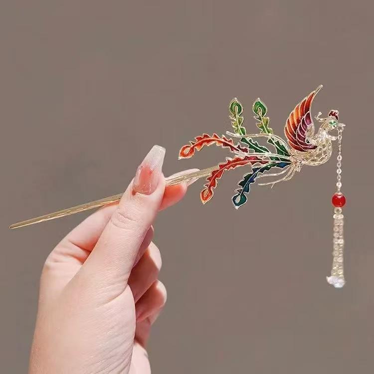 

Handmade 2025 Chinese Oil Drip Hairpin - Vintage Style Hair Accessory