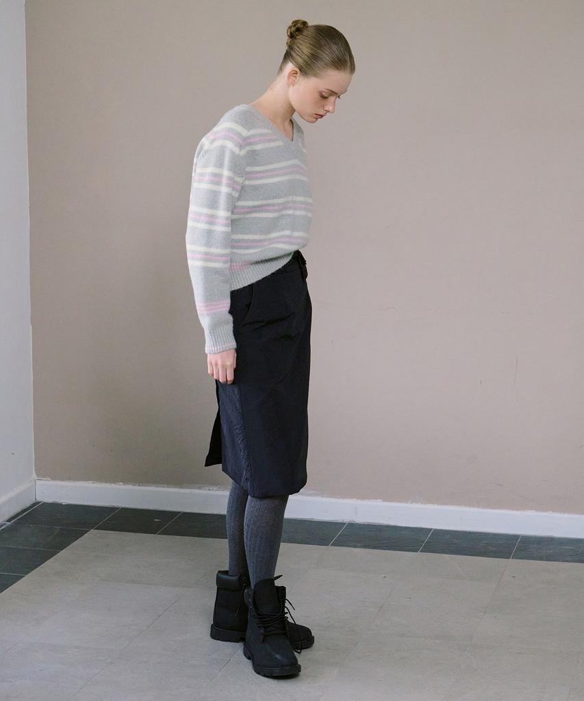 AHWE Alpaca Stripe V-Neck Knit_Gray